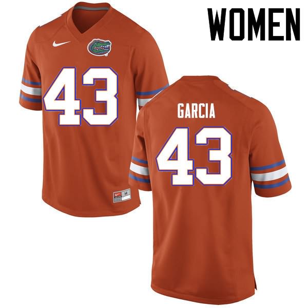 Women's NCAA Florida Gators Cristian Garcia #43 Stitched Authentic Nike Orange College Football Jersey ZAK1665DN